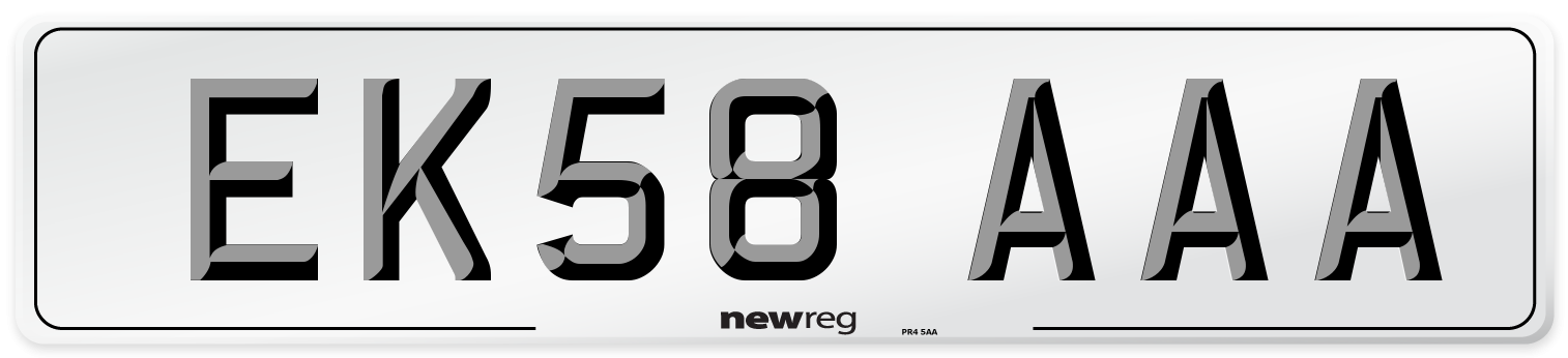 EK58 AAA Number Plate from New Reg